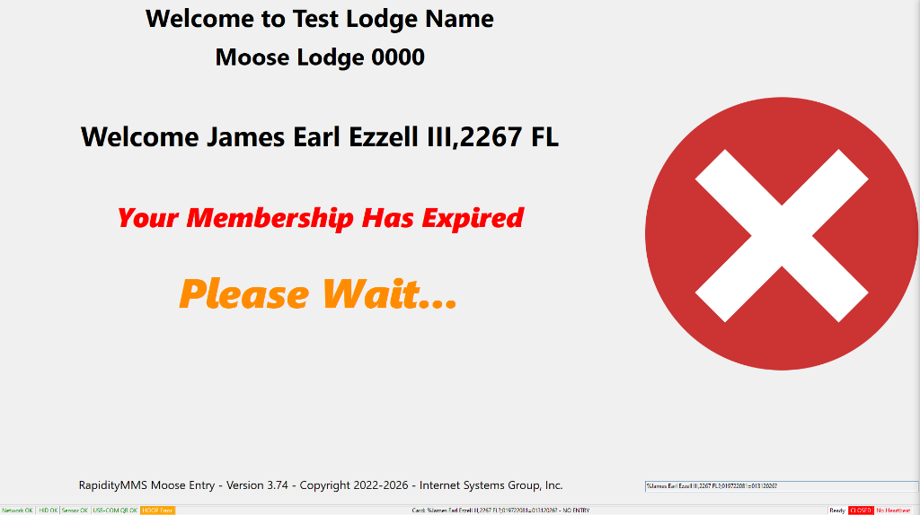 Membership Expired Screen